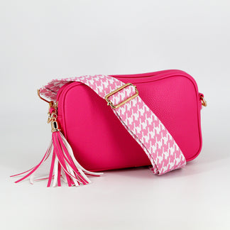 Chelsea Leather Crossbody Bag with Colour Matched Strap – Pink Mandarin